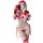 Sexy lace and faux fur trimmed 3-piece costume with cape and harness, perfect for festive occasions.