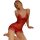 Woman wearing red lace manyan lingerie set - sheer cami dress with robe, sensual 3-piece nightwear for women.