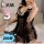Sheer black plus size lingerie set with pearls, featuring a 3-piece bridal nightwear ensemble for alluring wedding allure.