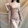 Qingran style lace lingerie set featuring sheer babydoll dress with lace detailing, perfect for plus-size comfort and elega...