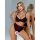 Woman modeling red lace lingerie set with busty illusion design, featuring romantic 3-piece sleepwear for small busts.