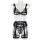 Black lace lingerie set with eyelash trim on mannequin - 3-piece intimate outfit for women