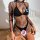 Sexy lace see-through lingerie set with blue butterfly details - pure temptation 3-piece erotic underwear for women.