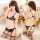 Woman modeling black lace lingerie set with open-crotch thong, peekaboo bra top, and fishnet stockings in floral room.