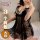 Sheer black bridal lingerie set with pearls, featuring a 3-piece design for plus size women. pure and alluring wedding sleepw...