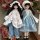 Two adorable 30cm bjd dolls dressed in charming outfits, featuring delicate lace and bows, set against a backdrop of roses. p...