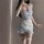 Japanese maid-themed dress featuring delicate lace details, soft blue fabric, and a charming apron design, perfect for role p...