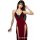 Elegant red velvet dress with lace detailing, featuring a deep v-neckline and thigh-high slit, perfect for sensual sleepwear.