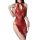 Vintage-inspired red lace cheongsam lingerie featuring high-waist cut-out design and silk-like feel, perfect for erotic wear.