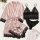 European womens lace sleepwear set - sexy matching 4-piece pajama set for plus size & curvy women, featuring elegant pink rob...