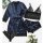 European womens lace sleepwear set - sexy matching 4-piece pajama set for plus size & curvy women, featuring elegant navy sat...