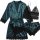 European womens lace sleepwear set - sexy matching 4-piece pajama set for plus size & curvy women, featuring a silky robe wit...