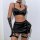 Sexy black satin lingerie set featuring a flirty fringe bra, push-up lift, and butt-lift design, perfect for women seeking bo...