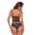 Stylish satin stripe lingerie set - lace cut-out bra & matching panty 4-piece outfit, elegant design with intricate lace deta...