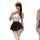 Elegant black and white panda-themed lingerie set featuring a playful top with a cute face design and a pleated skirt, perfec...