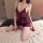 Feiniao moon gaze sexy one-piece slip dress - deep v plunge ruched lace sleepwear for women, elegantly designed with a plungi...