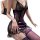 Purple lace sheer sleep dress featuring off-shoulder design, floral trim, and bodycon fit for women.