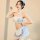 Blue gingham maid costume for women featuring a charming design with lace details, perfect for a sexy lingerie-style servant ...