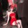 Sexy red lace corset mini dress with matching stockings and bunny ears headband, perfect for new year eve party outfits.