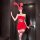 Sexy red lace corset mini dress with bunny ears and devil trident, perfect for new year eve party outfits.