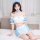 Cute lingerie set for women - pure & tempting maid costume with lace trim, sweet cosplay outfit featuring blue and white colo...