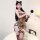 Sexy leopard print lingerie set for women – pure & seductive lace sleep dress with high slit & sheer chest detail