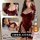 Elegant sensual lingerie set for women, featuring a deep red bodice with gloves and thigh-high boots, perfect for luxury bedr...