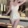 Sexy lace babydoll sleep set featuring polka dots, delicate lace trimmings, and built-in pads for elegant at-home role play.