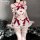 Japanese-style sexy lingerie set featuring strawberry-themed two-piece sleepwear with ruffles and bows, perfect for seductive...
