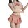 Japanese schoolgirl-themed lingerie set featuring a sheer pink top with a sailor-style bow and a pleated plaid skirt, perfect...