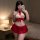 Sexy jk uniform set featuring a red pleated skirt and matching top with bows, perfect for intimate moments or couples sleepwe...
