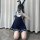 Sexy jk uniform costume set featuring a navy blue dress with bunny ears, perfect for cosplay or nightclub role play outfits.