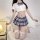 Sexy student jk uniform set featuring lace-trimmed skirt, bow-detail top, and role play lingerie outfit.