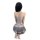 Sexy lingerie set featuring a transparent mesh bodysuit with cutouts, paired with a pleated skirt design.