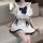 Seductive sailor-style lingerie set featuring a white crop top with navy accents and matching skirt, perfect for a playful jk...