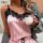 Sexy lace design, elegant pink striped sleepwear set with delicate lace details, perfect for womens loungewear.