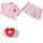 Oushilin sweet nurse costume set featuring a pink blouse with buttons and heart emblem, pleated skirt, nurse cap with red cro...