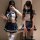 Sailor uniform cosplay set featuring a cute sailor skirt, white crop top with navy blue accents, and thigh-high socks perfect...