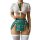 Sexy style passion lingerie set featuring a plaid mini skirt, white top with tie-front design, and thigh-high stockings for...
