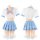 Domoila pure love schoolgirl jk uniform set featuring a sweet crop top with a pink bow and blue mini skirt, perfect for schoo...