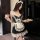 Elegant black maid costume with lace details, perfect for cosplay or roleplay. includes corset design and apron for a classic...
