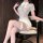 Korean-style sheer lingerie set featuring a secretary outfit with a bodycon mini skirt, combining modesty and allure.