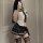 Sexy student-style jk uniform with plaid skirt and tie, white blouse, thigh-high stockings, perfect for women seeking a tight...