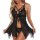 Sexy lace mesh v-neck cross-strap lingerie set featuring a bow and front slit, elegant design, perfect for european style sle...