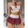 Lace plaid matching set - sexy 3-piece womens lingerie set (no socks), elegant european style with bra, skirt, and tie detail