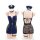 Domila dominatrix style zip-up officer costume set - sexy adult role play uniform for women featuring navy blue lace bodice w...