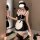 Cute maid costume set featuring a black and white outfit with lace details, perfect for cosplay. includes underwire push-up b...