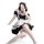 Cute maid cosplay dress featuring black and white colors, lace details, and a playful design perfect for japanese lolita styl...