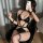 Sexy black leather fetish lingerie set featuring bondage elements, perfect for cosplay as a queen or maid with stylish chain ...