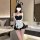 Sexy maid costume for women featuring a cute bunny girl outfit with low-cut design, no-remove play suit, perfect for cosplay.